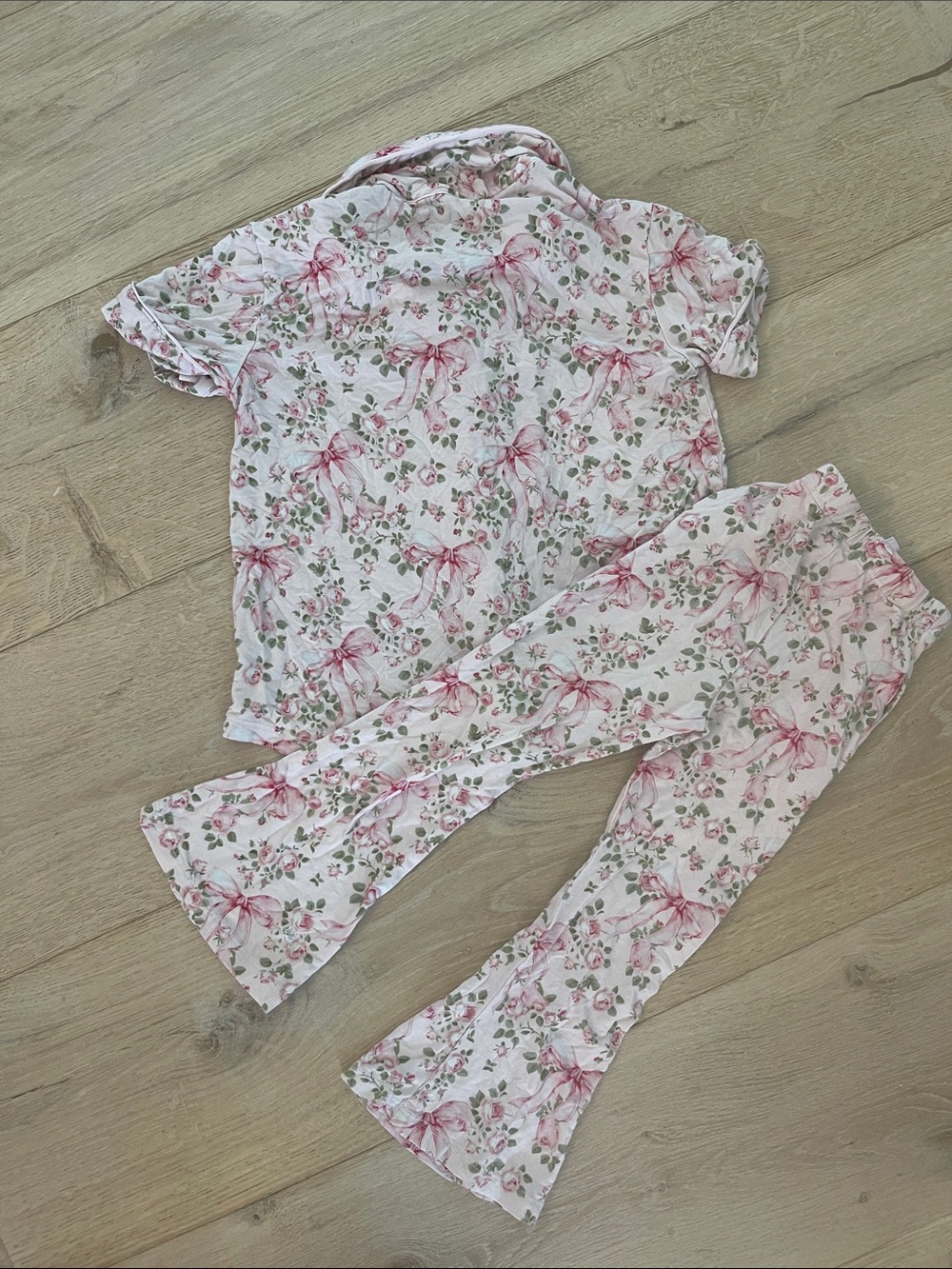 Caden Lane Pink Bows in Bloom Girls Pajama Set 18-24 months - Picture 3 of 3